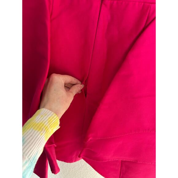 Halston Heritage Magenta Dramatic Flounce Mini Dress - 0 - Picture 7 of 8